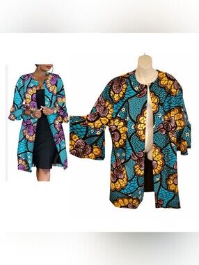 Skywish Long Open Jacket Huge Double Layered Ruffled Sleeves.  Sz 3x.